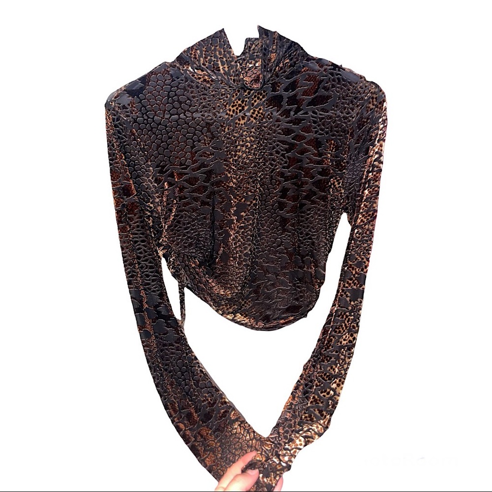 Snakeskin Print Mock Neck Top